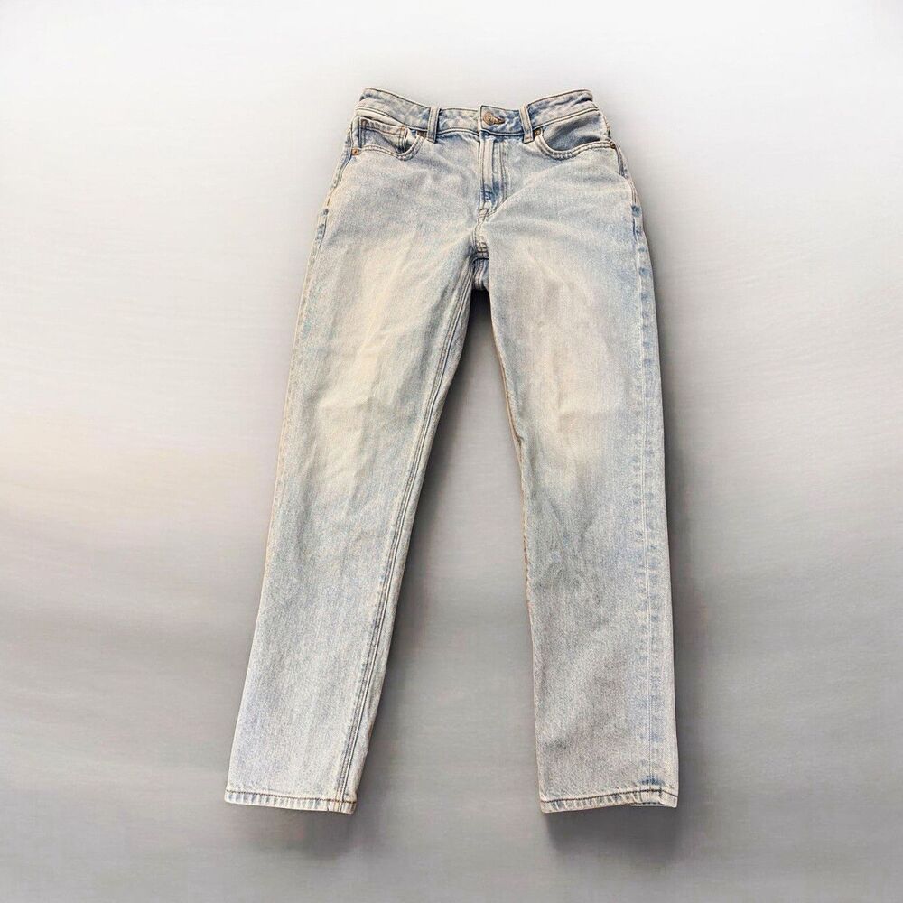 Women’s American Eagle Straight Jeans Blue Light Wash High Rise Denim Size 2